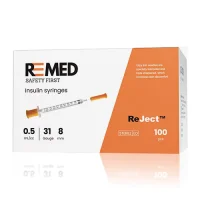 100 x ReMed Insulin Syringe 0,5 ml U-100 (31 G x 8 mm)